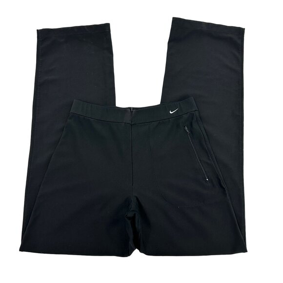 Nike Womens High Rise Black Dri-Fit Front Zip Pants Size 6 - Picture 1 of 6